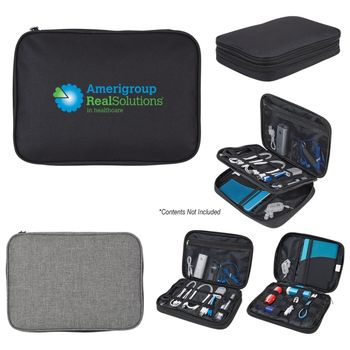 Electronics Organizer Travel Case with 2 Separate Zippered Compartments