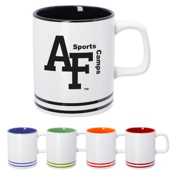 10 oz Double-Stripe Collegiate-Look Ceramic Mug