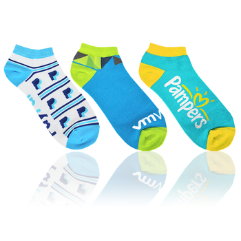 Pantone Color Matched Ankle Socks with Knit-In Logo (Longer Ship, Higher Mins)