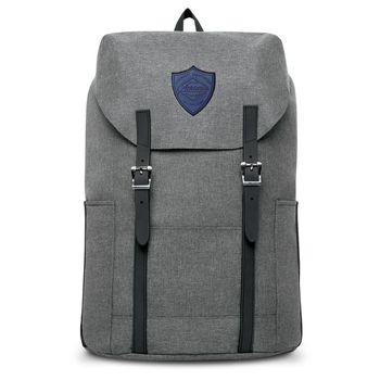 Flip-Top Snow Canvas Backpack with Faux-Leather Logo Patch - Holds 15" Laptops (NFC Capable)