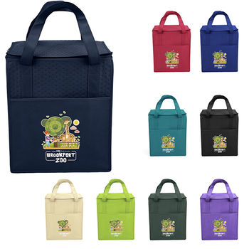 13" x 10" x 15" Flat-Top Thermal Insulated Tote with Outside Pocket and Full Color Printing