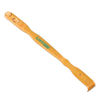 Wooden Back Scratcher with 2 Massaging Rollers