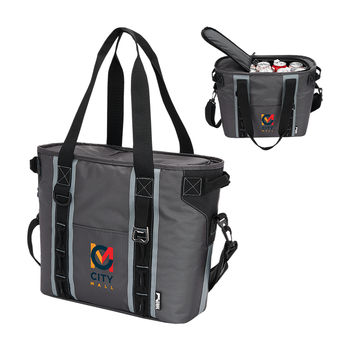 Executive Zippered 24 Can Cooler with Shoulder Strap and Thick Insulation