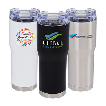 20 oz Hot/Cold Vacuum Tumbler with Leak-Proof Lid with Optional Raised Full Color Printing