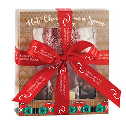 Hot Chocolate on a Spoon Kit Gift Box Includes 3 "Spoons", Crushed Peppermint and Mini Marshmallows