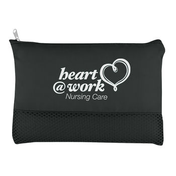 8.5" x 6" Budget Polyester and Mesh Zippered Pouch - BUDGET