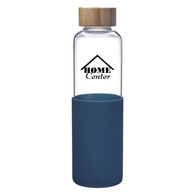 20 oz Glass Bottle with Silicone Sleeve and Screw-On Lid