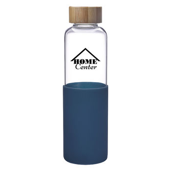 20 oz Glass Bottle with Silicone Sleeve and Screw-On Lid