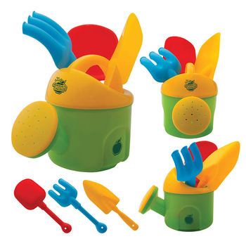 Toy Beach or Gardening Kit with Plastic Utensils and Watering Can