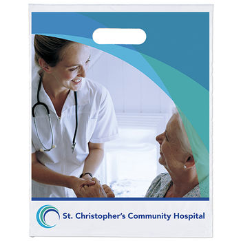12" x 15" Large Plastic Bag with Full Color Printing and Die-Cut Handle