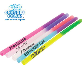 Reusable Plastic "Mood" Drinking Straw Changes Colors with Temperature!
