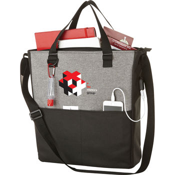 15" x 14" Convention Tote with Built-In USB Charging Port and Cable