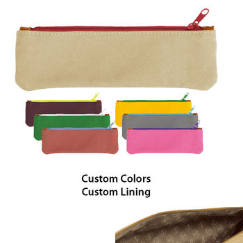 Canvas Pencil Pouch with Custom Lining - Color Combos Made To Order in the USA! - 9.25" x 3.25"
