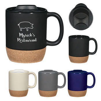 14 oz. Ceramic Mug with Cork Base (Like a Built-In Coaster!) - BEST