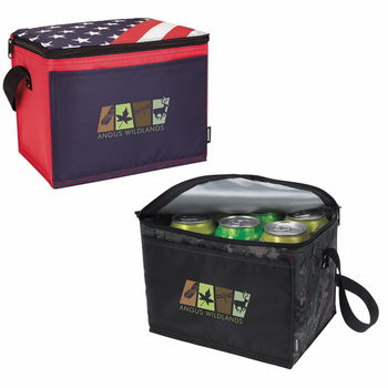 6-Pack Cooler with Patriotic or Camo Pattern