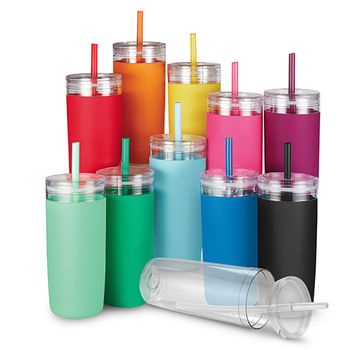 32 oz Acrylic Tumbler with Silicone Sleeve and Matching Straw 