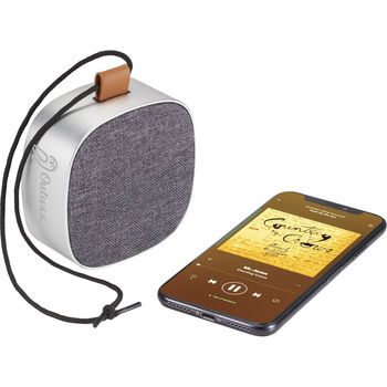 Waterproof Bluetooth Speaker with On-Trend Fabric Grill, Built-In Microphone and Carrying Strap