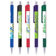 Quick Ship Chrome Accent Trim Grip Pen with Full Color Imprint