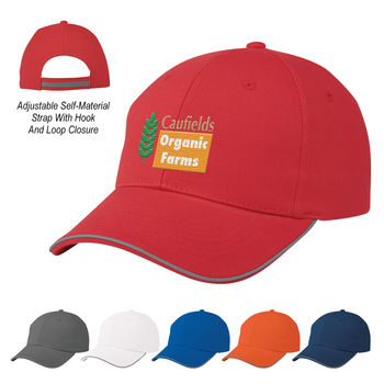 6-Panel, Medium Profile Cap with Reflective Piping Accent and Self-Fabric Velcro¨ Closure