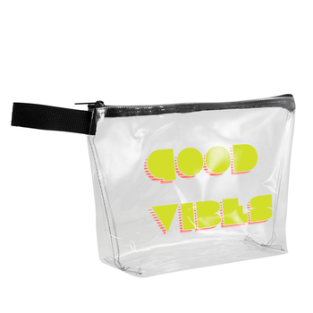12" x 8" x 4" Clear Vinyl Pouch with Zipper and Hand Strap - Stadium Security Approved 