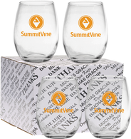 4 Stemless Wine Glasses Set in 