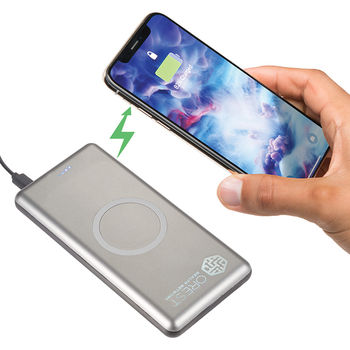 Qi Certified Wireless Charging 10000 mAh Power Bank with LIGHT-UP LOGO 