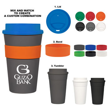 16 Oz. Travel Tumbler with Silicone Band - Mix and Match Colors