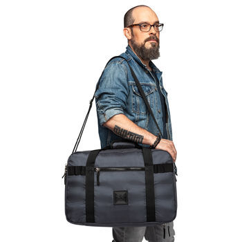 3-5 Day Travel Duffel Opens Flat with Dedicated Clothing & Work Compartments for 17" Laptops (NFC Capable)