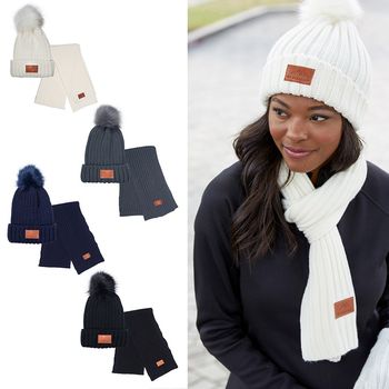 Ribbed Knit Hat and Scarf Set