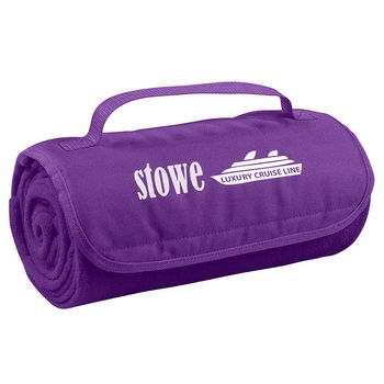 48" x 53" FLEECE Roll-Up Blanket with Handle - Solid Colors - PROMOTIONAL