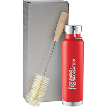22 oz Stainless Steel Vacuum Insulated Hot/Cold Bottle with Handle Loop, Brush and Gift Box