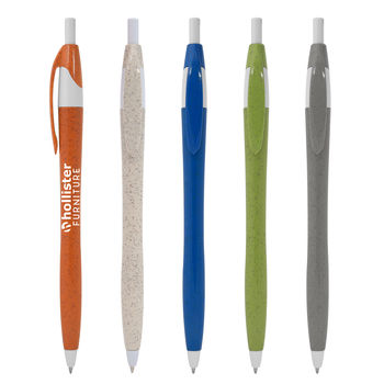 Renewable And Sustainable Wheat Straw Plastic Pen with White Trim