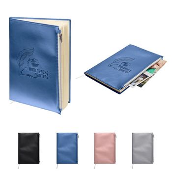 Metallic Journal with Zipper Pocket