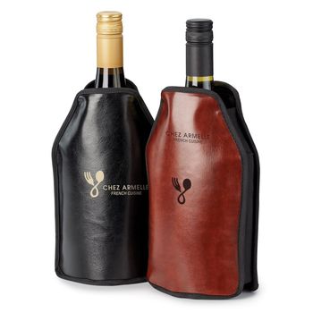 Faux Leather Executive Wine Bottle Cooler with Built-In Wine Temperature Sensors