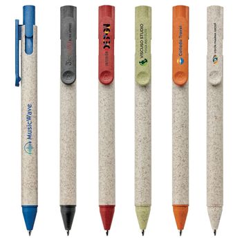 Eco-Friendly Wheat Husk Plastic Budget Pen with Full Color Printing