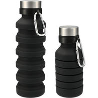 18 oz Collapsible Silicone Bottle with Laser Engraved Metal Lid