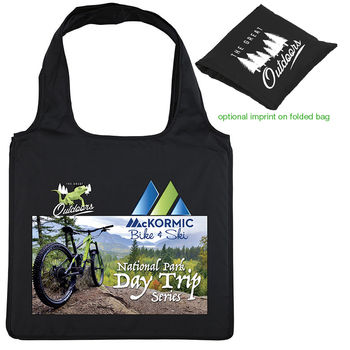 *NEW* 14.5" x 16" Poly Bag Folds Into Itself and is Made from Recycled Water Bottles with Full Color Printing