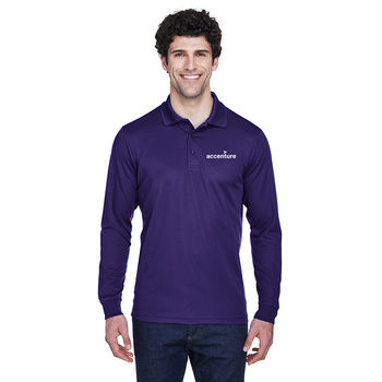 Men's Long-Sleeve Moisture-Wicking Pique Polo