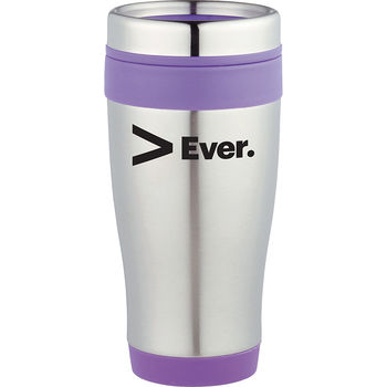 16 oz. Stainless Steel Travel Tumbler with Colored Trim with Plastic Liner