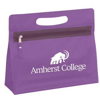 9.75" x 8" Translucent Zip Vanity Pouch with Comfortable Handle is Perfect as an Event Gift Bag