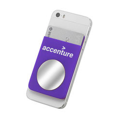 Silicone Phone Wallet with Mirror Attaches to Your Smart Phone or Case
