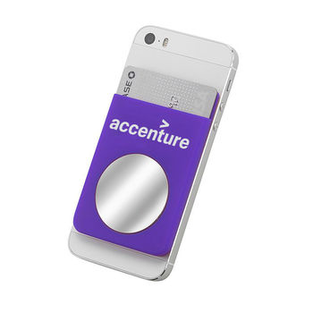 Silicone Phone Wallet with Mirror Attaches to Your Smart Phone or Case