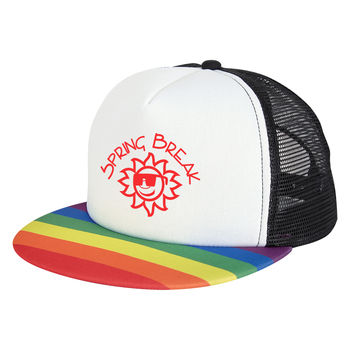 Rainbow Trucker Cap with Adjustable Snap Tab Closure