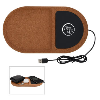 Cork Wireless Charging Desktop Organizer