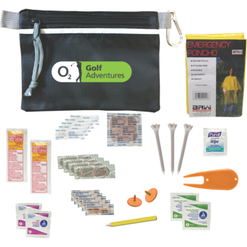 Practical Golf Safety and Wellness Kit with Sunscreen, Tees, Bandanges, Ball Markers and More