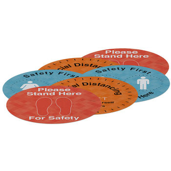 INDOORS: 12" Round Non-Slip Custom Imprint Floor Graphics - Set of 6