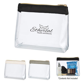 9" x 6.25" Satin Clear Cosmetic Bag - Stadium Security Approved 