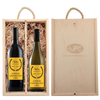 Custom-Label Wines in Engraved Wooden Box