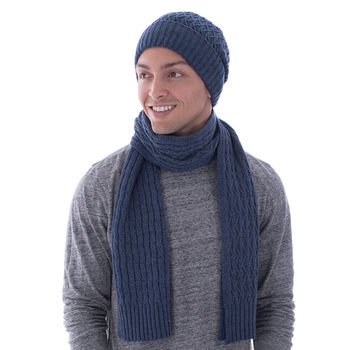 Deluxe Textured Knit Beanie and Scarf Set