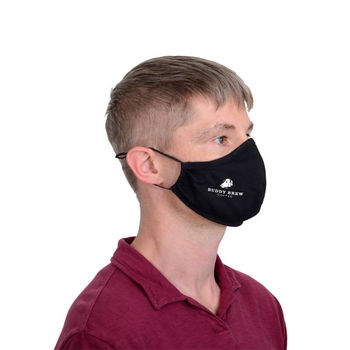 2-Ply Cotton Face Mask with Poly/Spandex Lining, Nose Wire, Adjustable Ear Loops, Center Seam with 1-Color Imprint on Cheek
